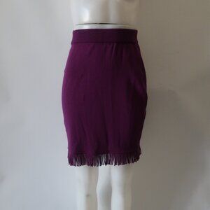NWT Womens Woolmark 100% Wool Purple Fringe Hem Skirt M​